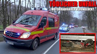 TÖDLICHER MOTORRADUNFALL  Kradfahrer krachte gegen Leitplanke  RTH  Feuerwehr Hattingen [upl. by Ailsa541]