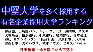 【就職】中堅大学を多く採用する有名企業20社採用大学ランキング [upl. by Rexanna644]