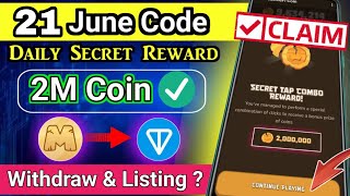 21 June Code 🔥2000000 Memefi Secret Tap Combo Reward  MEMEFI SECRET REWARD COMBO REVEALED [upl. by Ocin]