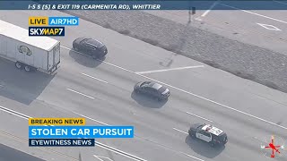 LIVE Police chasing possibly armed carjacking suspect through northern Orange County  ABC7 [upl. by Roath]