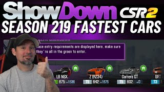 CSR2 Elite Showdown Season 219 Fastest Cars [upl. by Ydolem]