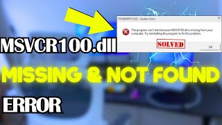 Fix MSVCR100dll is MissingNot Found in Windows 1011  Fix msvcr100DLL Error ✅ [upl. by Derayne]