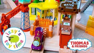 Thomas and Friends  Thomas Train RARE Pixar Cars Maters Tow Yard  Fun Toy Trains [upl. by Lednor]