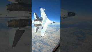 US F16 intercepting a Russian Tu95 was subjected to an unsafe maneuver by a Russian Su35 [upl. by Shig858]