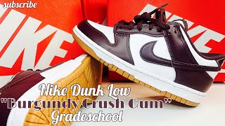 Nike Dunk Low quotBurgundy Crush Gumquot Review  Legit Check Black Light [upl. by Laefar]