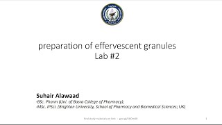 Lab 2  Preparation of effervescent granules Dr Suhair Alawaad  Industrial pharmacy ll 20242025 [upl. by Darcy]