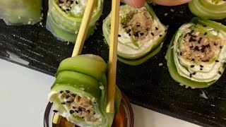 RECETTE FACILE HEALTHY MAKI DE CONCOMBRE FROMAGE BLANC THON AVOCAT [upl. by Ashmead554]