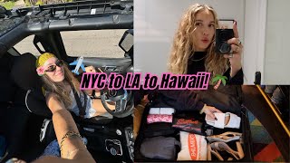 NYC to LA to Hawaii 🌴🌺 Packing getting my hair done Airbnb tour [upl. by Annala]