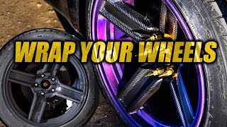 How To Vinyl Wrap a FULL Wheel  Rim CHEAP [upl. by Sulokcin]