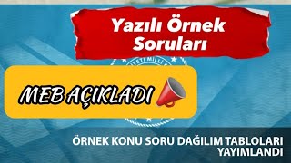 Yazılı Örnek Soruları ve Soru Dağılımı  ÖRNEK KONU SORU DAĞILIM TABLOLARI YAYIMLANDI [upl. by Onihc]