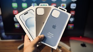 Apple Official Silicone Case  iPhone 15  Winter Blue  Clay  Review  unboxing  India [upl. by Tnafni]