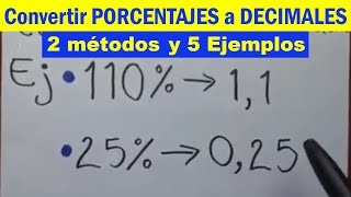 Como CONVERTIR un PORCENTAJE a DECIMAL [upl. by Schmeltzer]