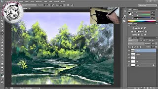 Curso de Dibujo Digital 2  Como Dibujar un Bosque con Photoshop y Tableta Gráfica Gaomon M106K [upl. by Elitnahc]