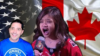 555 Vibes Reaction  Angelica Hale Sings US amp Canadian Anthems in Ottawa NHL Panthers vs Senators [upl. by Dorita]