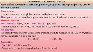 Haematinics and Ferrous sulphate monograph [upl. by Neltiac]