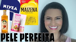 PELE PERFEITA COM CREME NIVEA DA LATINHA AZUL VINAGRE DE MAÇÃ MAIZENA E OLEO DE ROSA MOSQUETA [upl. by Neitsirk]