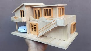 Como hacer una casa con palitos de helado  How to make ice cream stick House craft [upl. by Epilif]