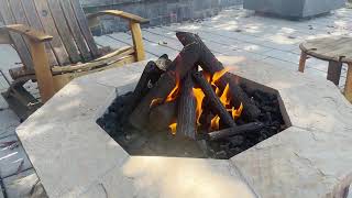 Steel Gas Fire Pit Logs Burning [upl. by Schild]