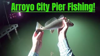 Arroyo City Speckled Trout Fishing Off a Pier Father and Son Fishing [upl. by Ecnesse]