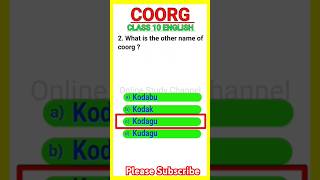 Coorg Class 10 English Poem MCQs  Coorg Class 10 mcq coorg mcq class10englishmcq class10english [upl. by Body]