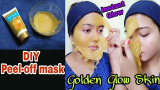 DIY •• Golden Glow PeelOff Mask সোনার মতো উজ্জল skin 15 মিনিটে  for All tips skin [upl. by Ithaman]