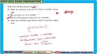 KSET2023 MATHEMATICAL SCIENCE COUNTABILITY OF SETS [upl. by Dirk498]