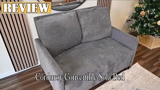 Domusensus Corduroy Convertible Sofa Bed Review  Modern Sleeper Sofa Perfect for Small Spaces [upl. by Anela]