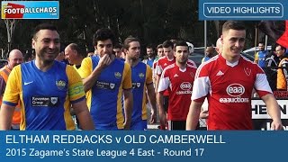 2015 FFV Rd 17  Eltham Redbacks v Old Camberwell Grammarians [upl. by Harpole321]