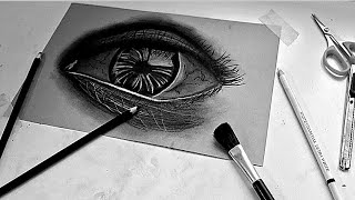 drawing an hyper realistic eye 🫨 timelapse  SA Piyush kumar arts [upl. by Spratt]