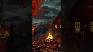 Cozy Haunted Porch Halloween Ambience 🎃 halloween spooky halloweenfireplace pumpkin asmr [upl. by Mouldon]