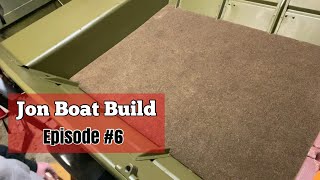 Cutting a front deck and Carpeting the floor  Jon Boat Build [upl. by Regen]