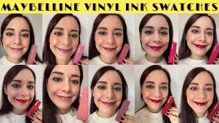 MAYBELLINE SUPER STAY VINYL INK SWATCHES 🔥 🔥 🔥 amp REVIEW  DAYLIGHT SHOTS amp TRANSFER TEST 🤯🤯 [upl. by Chicky890]