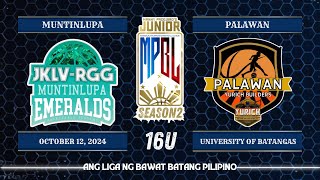 Junior MPBL Season 2  Muntinlupa JKLV RGG Emeralds vs Palawan Yurich Builders  16U [upl. by Ahsiyt257]