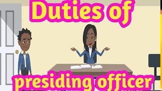 Duties of presiding officer  presiding officer duties  polling officers duty [upl. by Mobley]