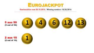 Eurojackpot Gewinnzahlen Ziehung Freitag 28102016 Jackpot steigt auf 15 Mio € [upl. by Ahcila299]