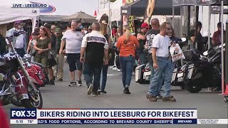 Bikers riding into Leesburg for Bikefest [upl. by Howell]