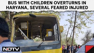 Haryana Bus Accident  Bus Carrying School Children Overturns In Haryana Several Feared Injured [upl. by Nojid893]