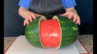 How to Peel a Watermelon Cool Trick Surprise Everyone [upl. by Eltsirk]