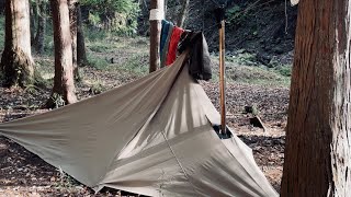 薪ストーブインストールリフレクタープカスタムな秋のソロキャンプ Custom tarp DIY Install wood stove in the shelter67 Subtitles [upl. by Alletse]