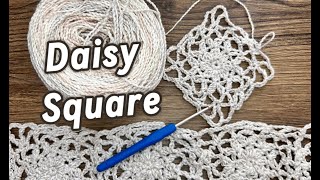 LACY DAISY SQUARE MOTIF JOIN AS YOU GO CROCHET TUTORIAL crochet crochetpattern [upl. by Mara]