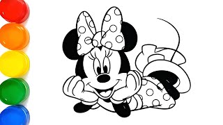 Disney Minnie Mouse Drawing Painting and Coloring How to Draw Minnie Mouse Easy Step by Step 7 [upl. by Massie803]