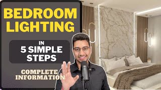 Do BEDROOM lighting in 5 simple steps Learn layering of lights type of lights make luxury bedroom [upl. by Kobi670]