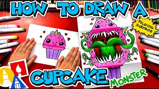 How To Draw A Cute Cupcake Monster Folding Surprise [upl. by Nylknarf]