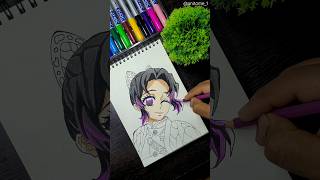 Drawing Shinobu  Demon slayer  Day 38  animedrawing artshorts drawing [upl. by Adnilav]