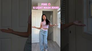 Pink amp light wash jeans are 🌸🦄🎀💖🩵🛼🍭🫧 fashion outfit style ootd styling skims [upl. by Sotsirhc687]