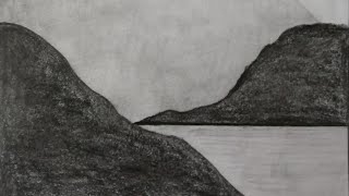 Charcoal Pencil drawing idea Pencil shading video Scenery sketch with pencil [upl. by Feodora]