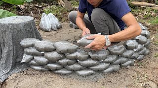 Very Cool Cement Ideas  Garden Decoration with Aquarium Flower Pot Table and Chair all in one [upl. by Ysnat728]