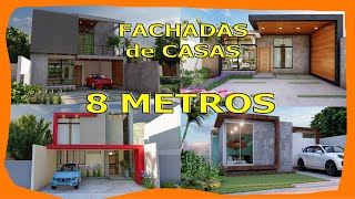 💥 FACHADAS de CASAS MODERNAS de 8 Metros de Frente 19 Ideas con PLANOS [upl. by Beaufert]