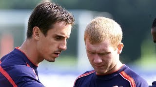 Gary Neville on his Man United media training with Paul Scholes [upl. by Anelahs]