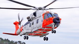 Norwegian Air Force Leonardo AW101 “SAR Queenquot  Stord airport may 2024 [upl. by Anelliw509]